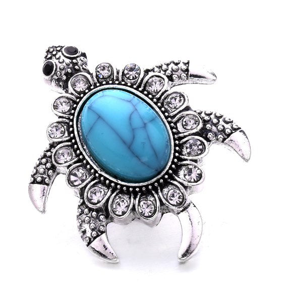 18mm Turquoise Turtle Button Bracelet with Gems