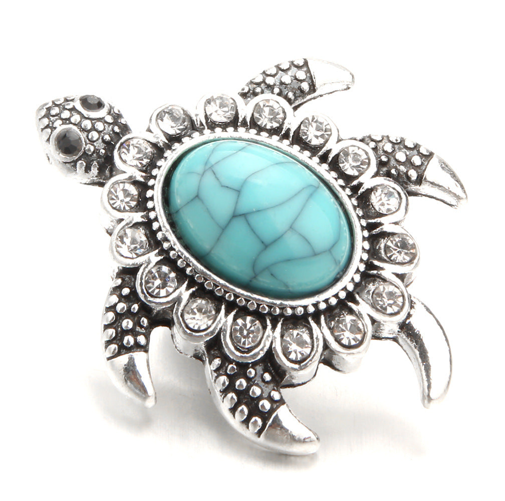 18mm Turquoise Turtle Button Bracelet with Gems