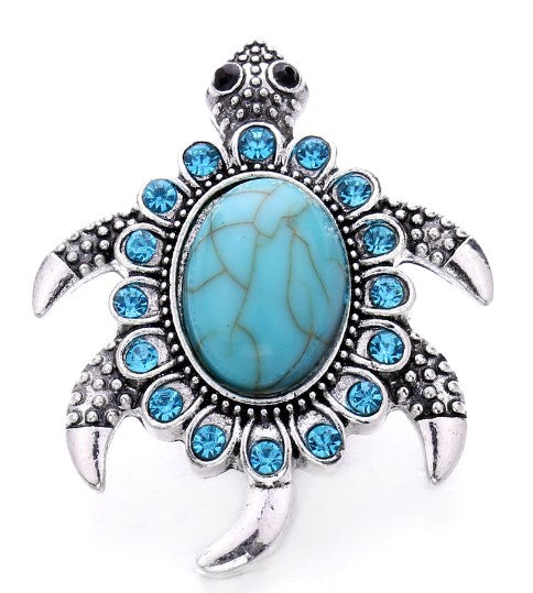 18mm Turquoise Turtle Button Bracelet with Gems
