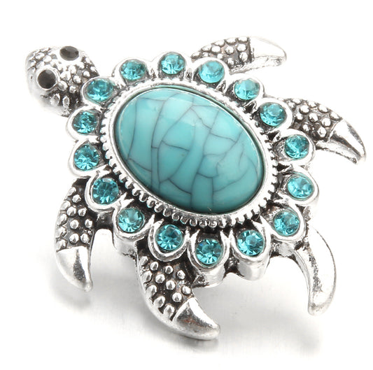 18mm Turquoise Turtle Button Bracelet with Gems
